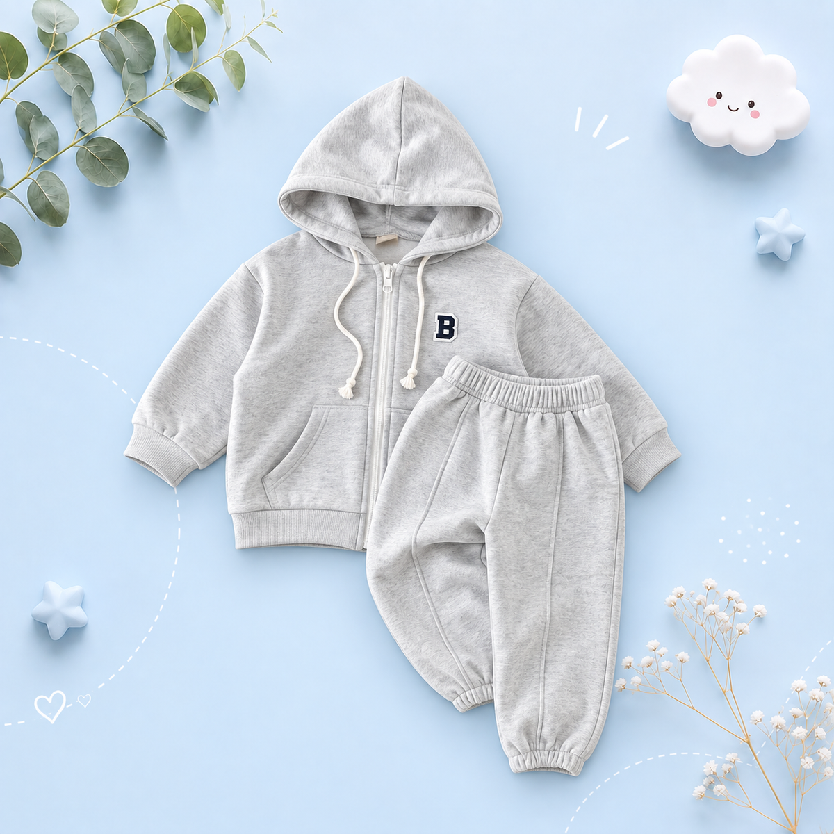 The Maverick - Baby Boy Jacket Hoodie + Elastic Sweatpants Jogger Set
