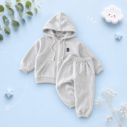 The Maverick - Baby Boy Jacket Hoodie + Elastic Sweatpants Jogger Set