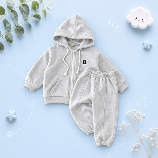 The Maverick - Baby Boy Jacket Hoodie + Elastic Sweatpants Jogger Set