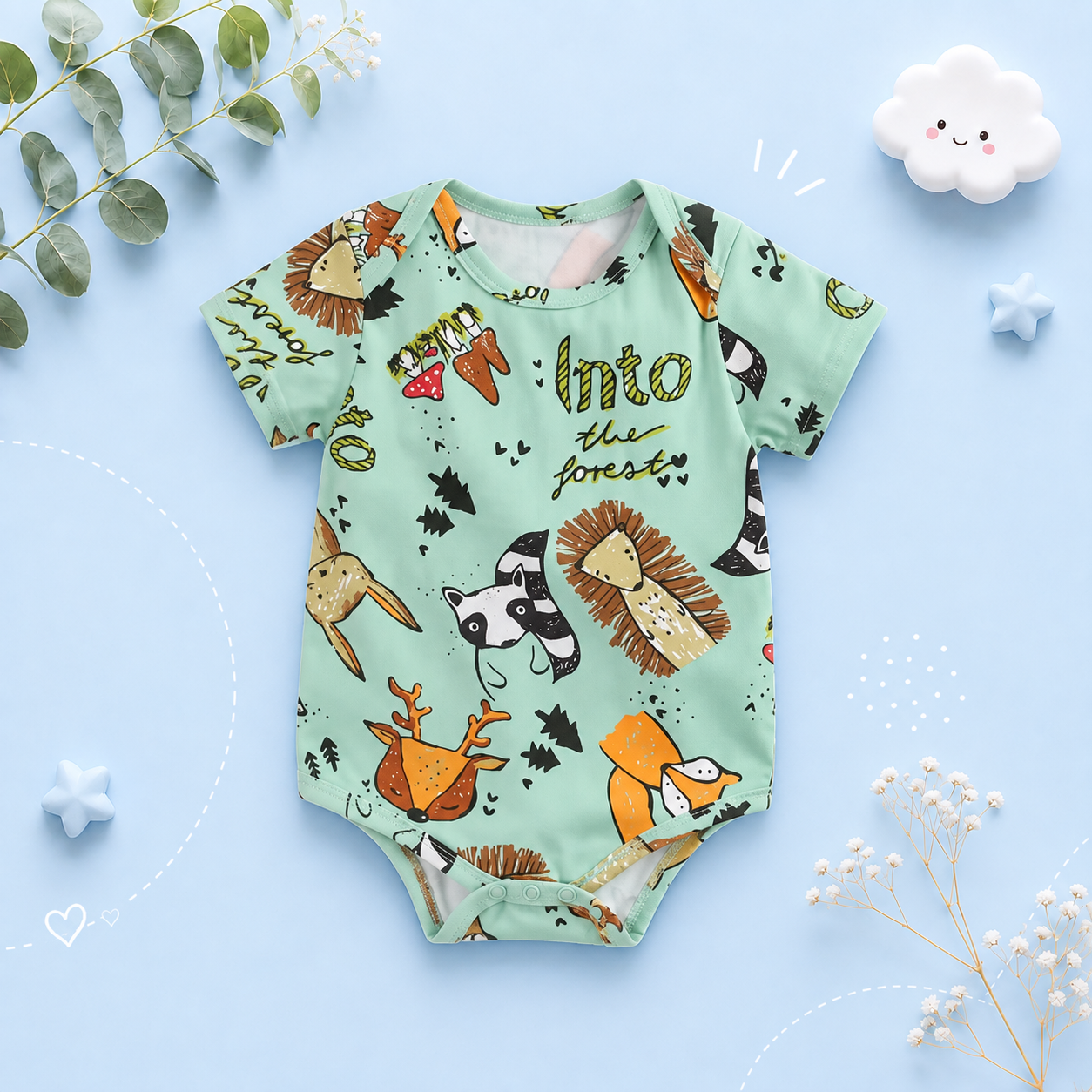 The George - Baby Unisex Short Sleeve Cute Cartoon Romper