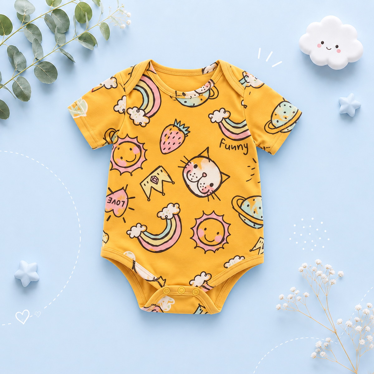 The George - Baby Unisex Short Sleeve Cute Cartoon Romper