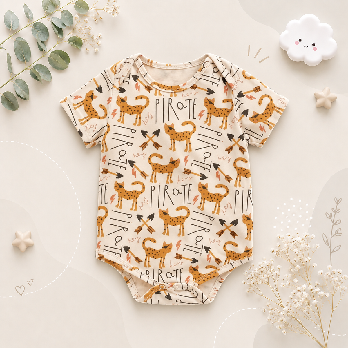 The George - Baby Unisex Short Sleeve Cute Cartoon Romper