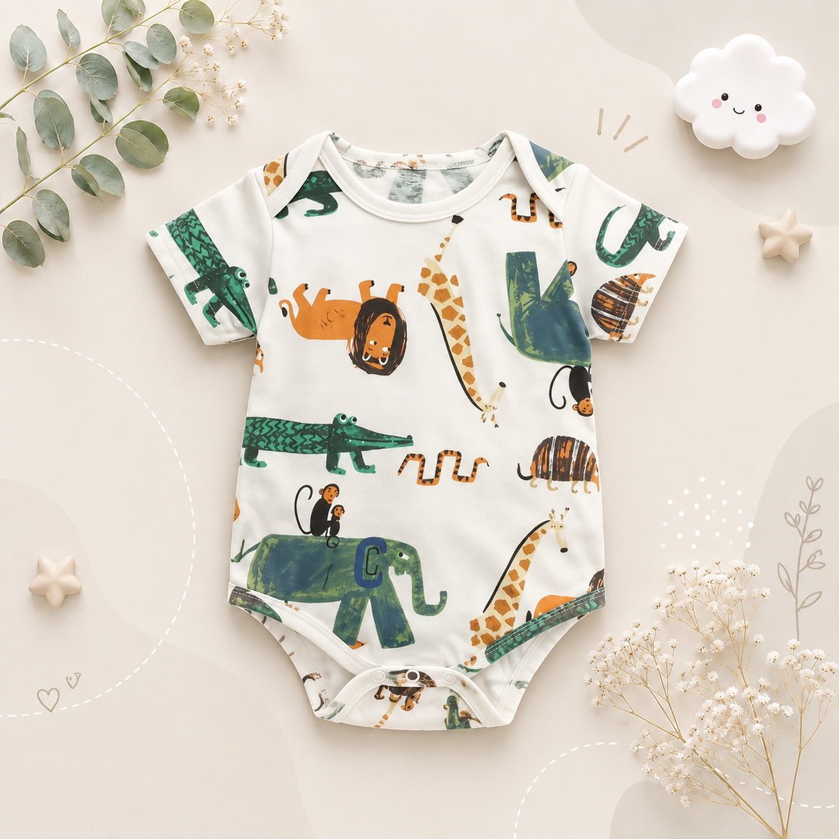 The George - Baby Unisex Short Sleeve Cute Cartoon Romper