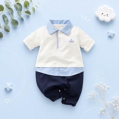 The Juan - Baby Boy Cute Solid Gentleman Casual Long Sleeve Bodysuit