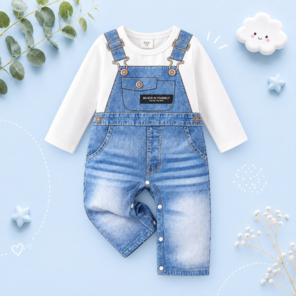 The Kyle - Baby Boy Printed  Crew Neck Long Sleeve One Piece Outfit