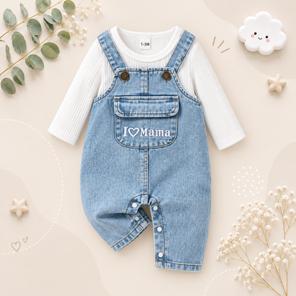 The Collins - Baby Unisex Long Sleeve Top + Suspenders Pants