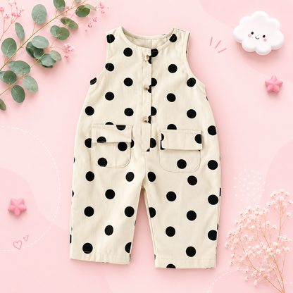 The Everleigh - Baby Girl Onepiece Round Dot Sleeveless Rompers