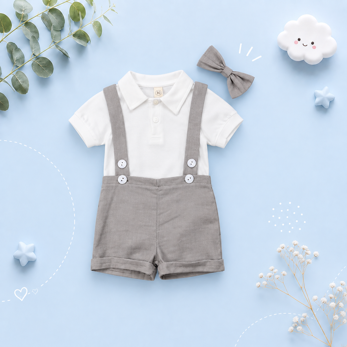 The Steven - Baby Boy Tie Shirt Romper Suspenders Pants Bow Gentleman Outfits