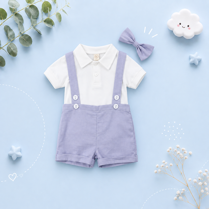The Steven - Baby Boy Tie Shirt Romper Suspenders Pants Bow Gentleman Outfits