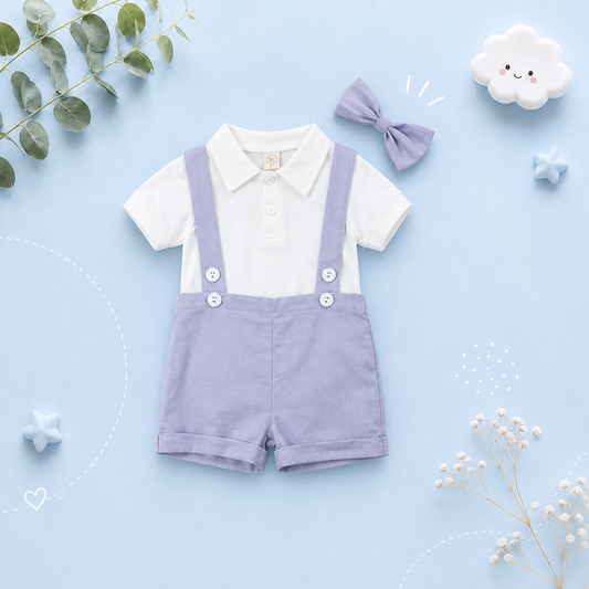 The Steven - Baby Boy Tie Shirt Romper Suspenders Pants Bow Gentleman Outfits