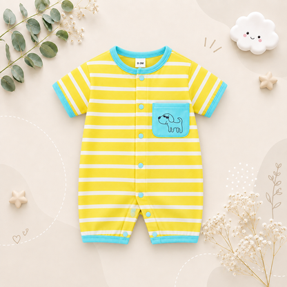The Evander - Unisex Baby Striped Short Sleeve Romper Lightweight Summer One Piece Outfit for Newborns