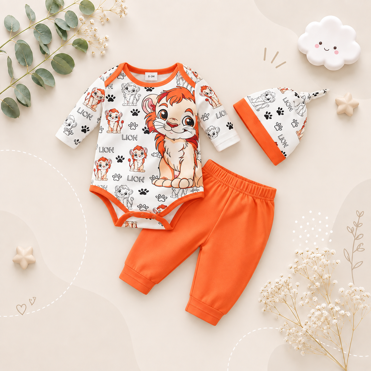 The Marvin - Unisex Baby Lion Knit Romper Long Sleeve Autumn One Piece Outfit for Newborns & Toddlers
