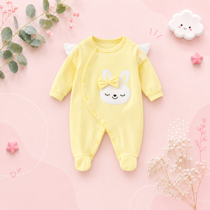 The Oakleigh - Baby Girl Cotton Rabbit Embroidered Long Sleeve Romper Spring Autumn One Piece Outfit
