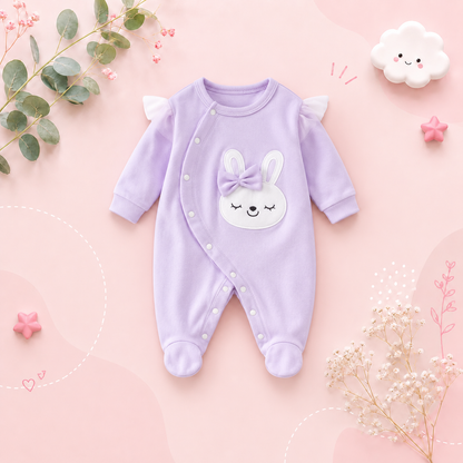 The Oakleigh - Baby Girl Cotton Rabbit Embroidered Long Sleeve Romper Spring Autumn One Piece Outfit