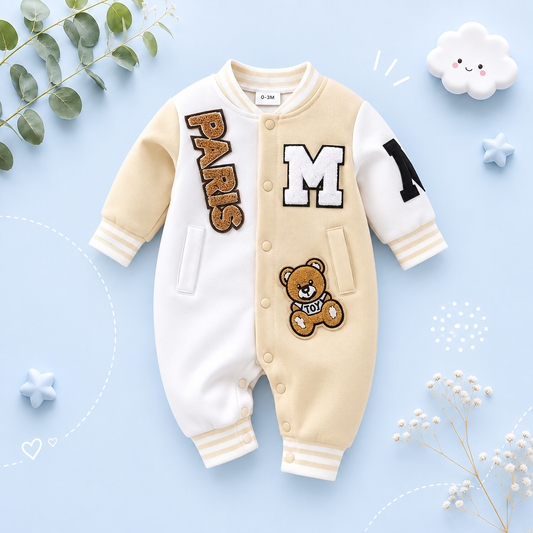 The Dexter - Baby Baseball Print Long Sleeve Romper Spring Autumn One Piece Outfit for Newborns