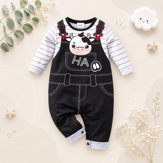 The Donald - Unisex Baby Cow Print Long Sleeve Romper Soft Spring Autumn One Piece Outfit