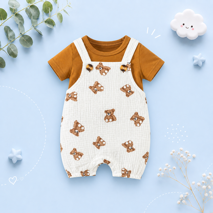 The Creed - Baby Boy 2PCS Animal T-Shirt & Suspender Shorts Summer Outfit Set