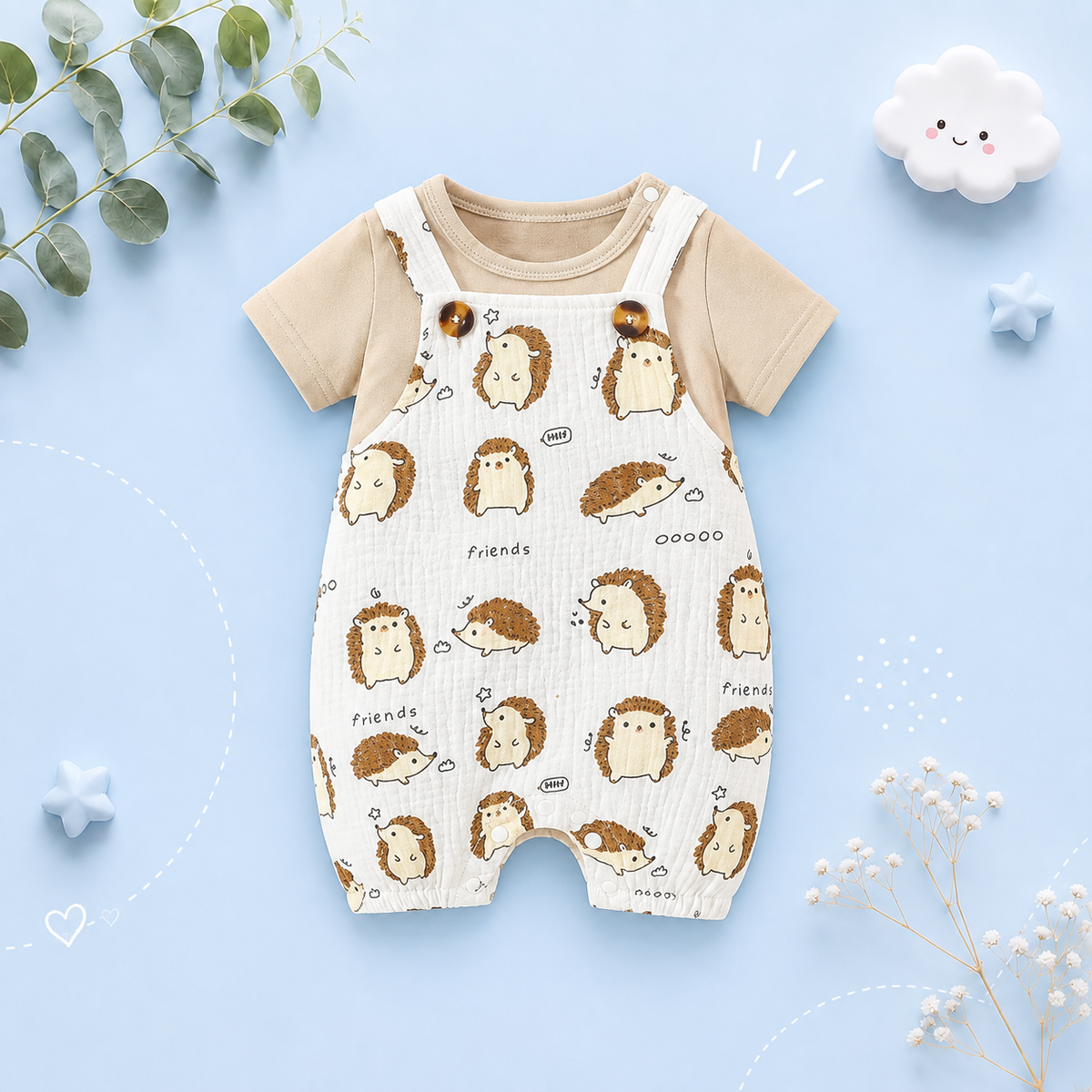 The Creed - Baby Boy 2PCS Animal T-Shirt & Suspender Shorts Summer Outfit Set