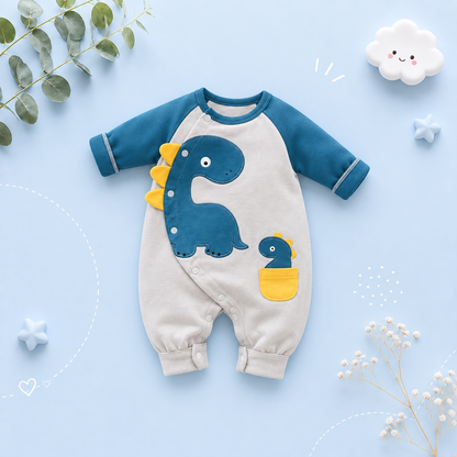 The Chris - Baby Dinosaur Print Cotton Bodysuit Long Sleeve Spring Autumn Outfit