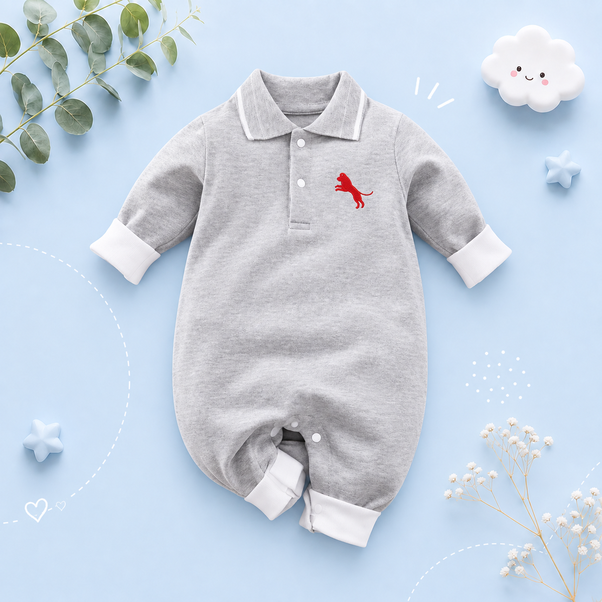 The Uriah - Infant Baby Cotton One Piece Romper Long Sleeve Casual Outfit
