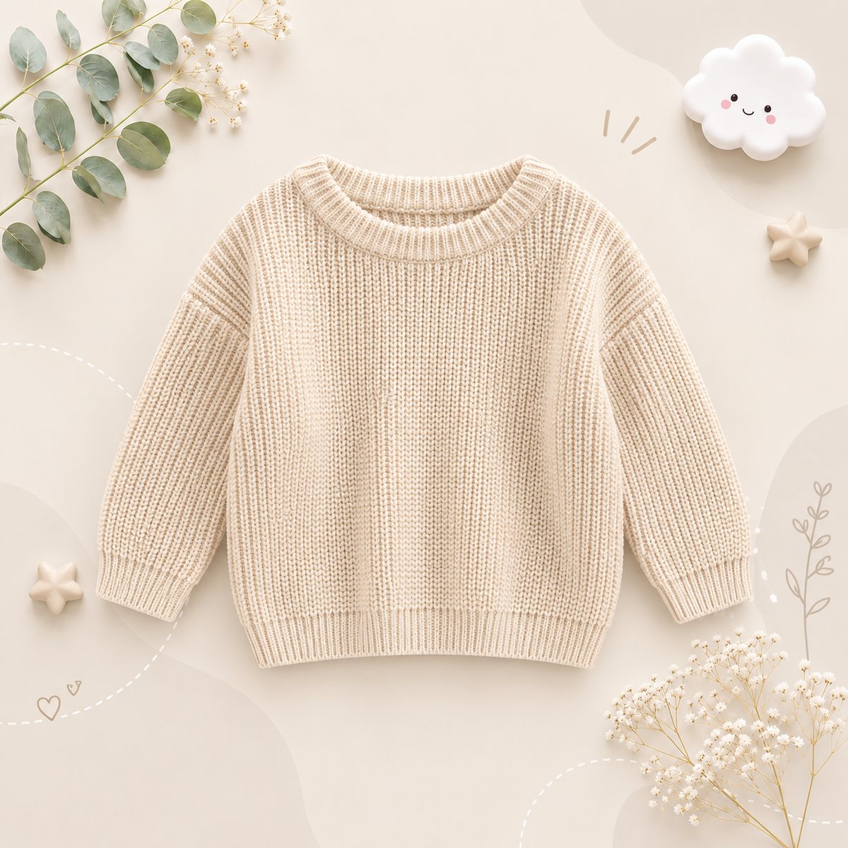 The Penny - Baby Unisex Knitted Sweater, Long Sleeve Autumn Winter Pullover