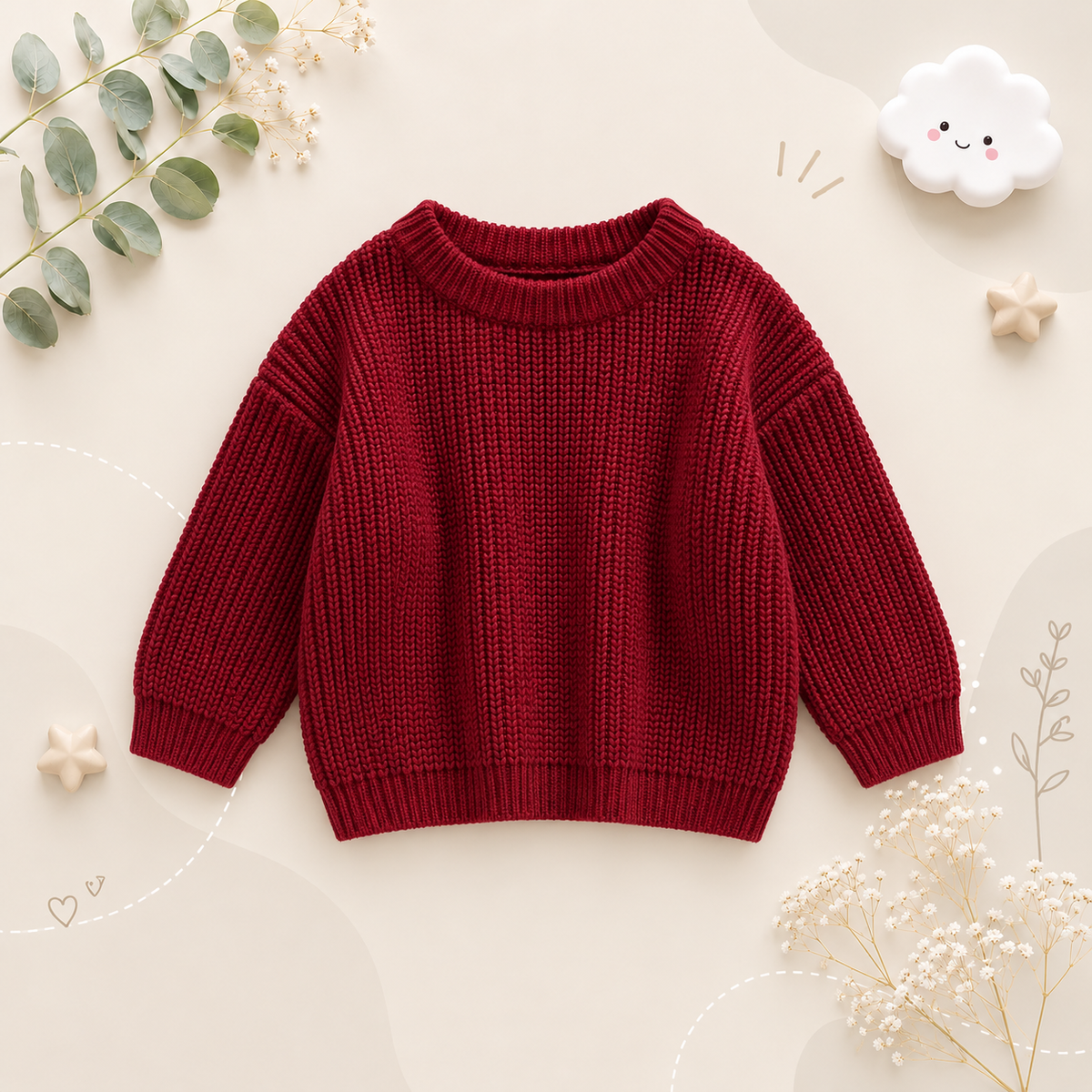 The Penny - Baby Unisex Knitted Sweater, Long Sleeve Autumn Winter Pullover