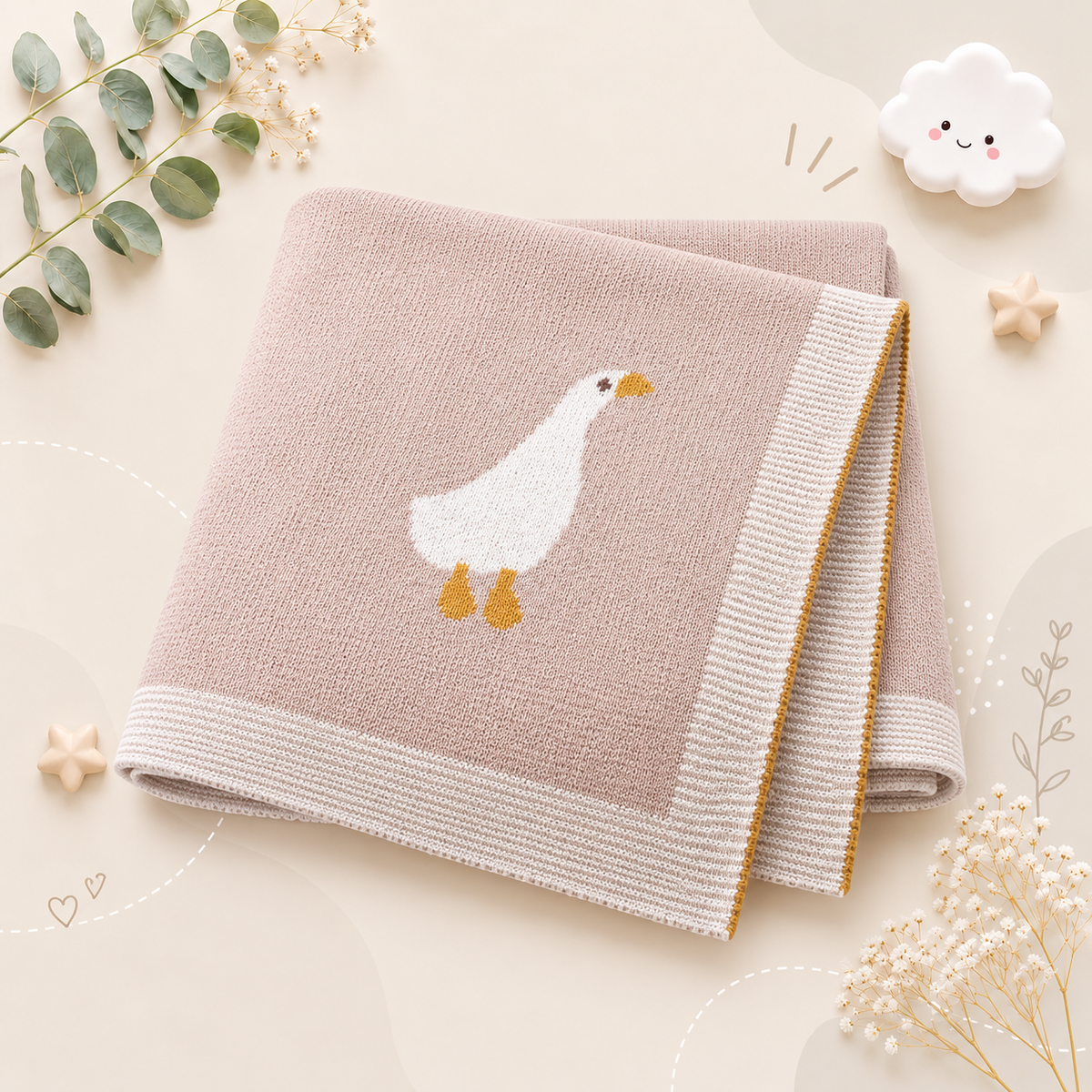 The Brayan - Newborn Baby Cotton Knitted Swaddle Blanket, 90x70cm Plaid Wrap
