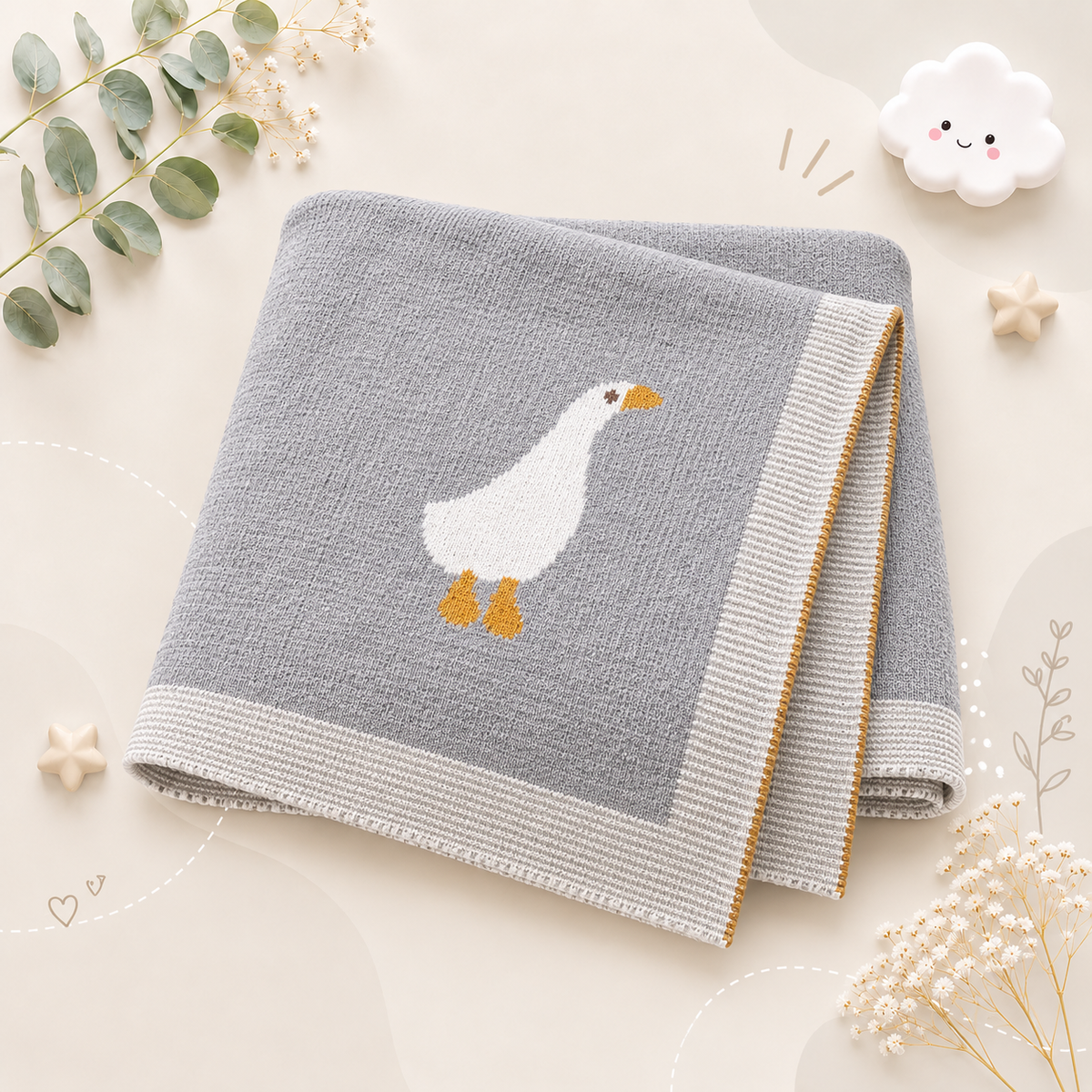 The Brayan - Newborn Baby Cotton Knitted Swaddle Blanket, 90x70cm Plaid Wrap