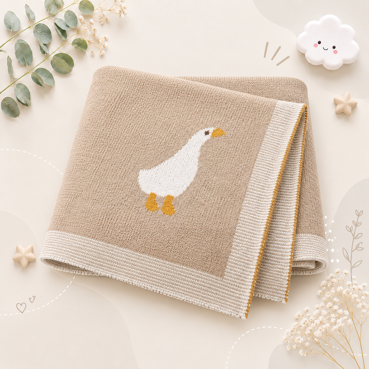 The Brayan - Newborn Baby Cotton Knitted Swaddle Blanket, 90x70cm Plaid Wrap
