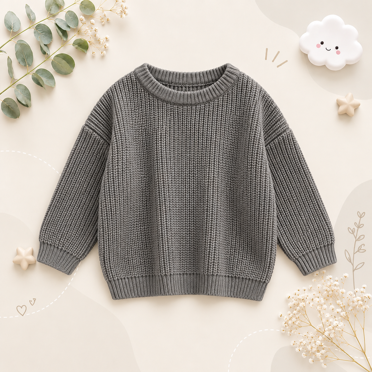 The Penny - Baby Unisex Knitted Sweater, Long Sleeve Autumn Winter Pullover