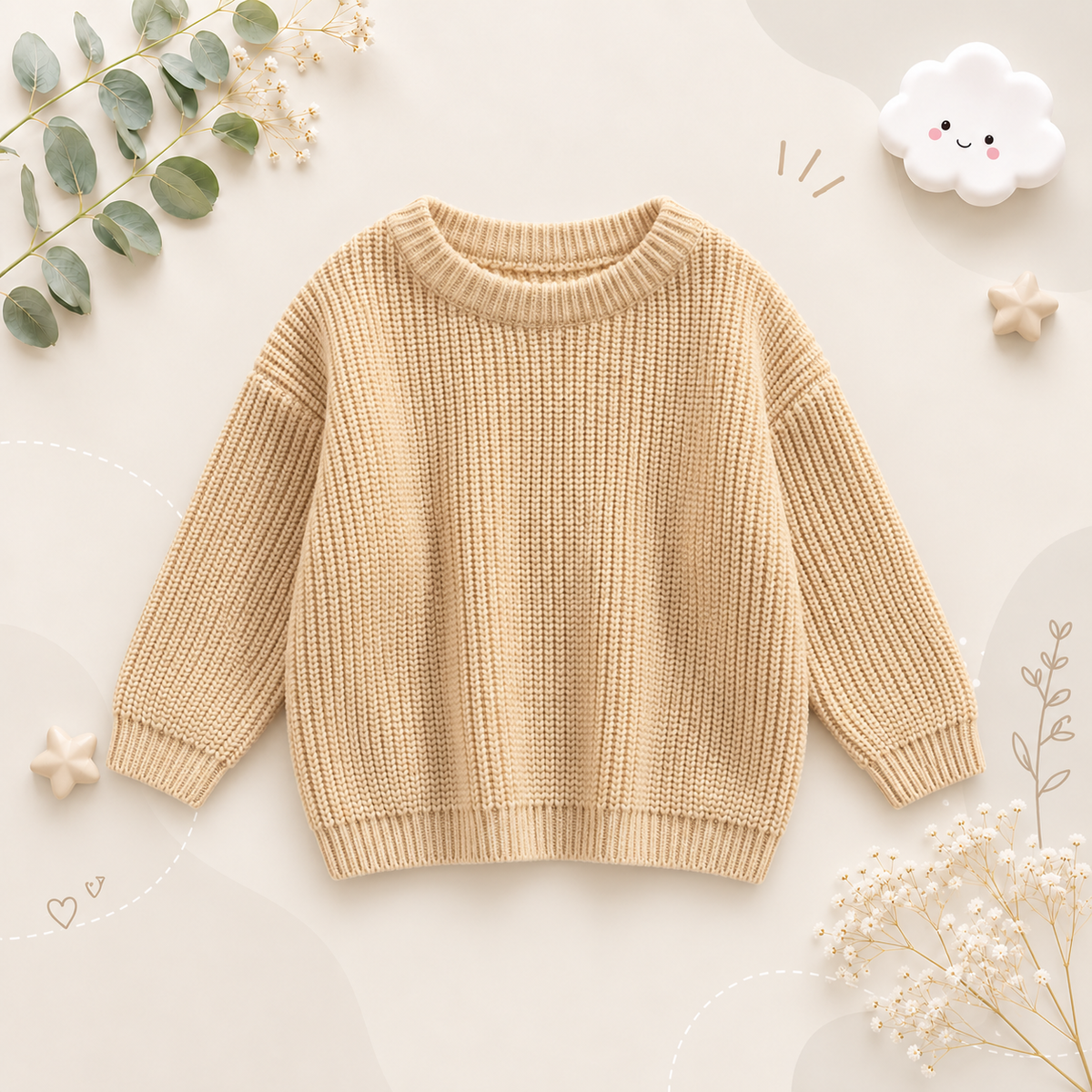 The Penny - Baby Unisex Knitted Sweater, Long Sleeve Autumn Winter Pullover