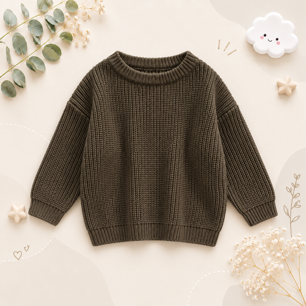 The Penny - Baby Unisex Knitted Sweater, Long Sleeve Autumn Winter Pullover