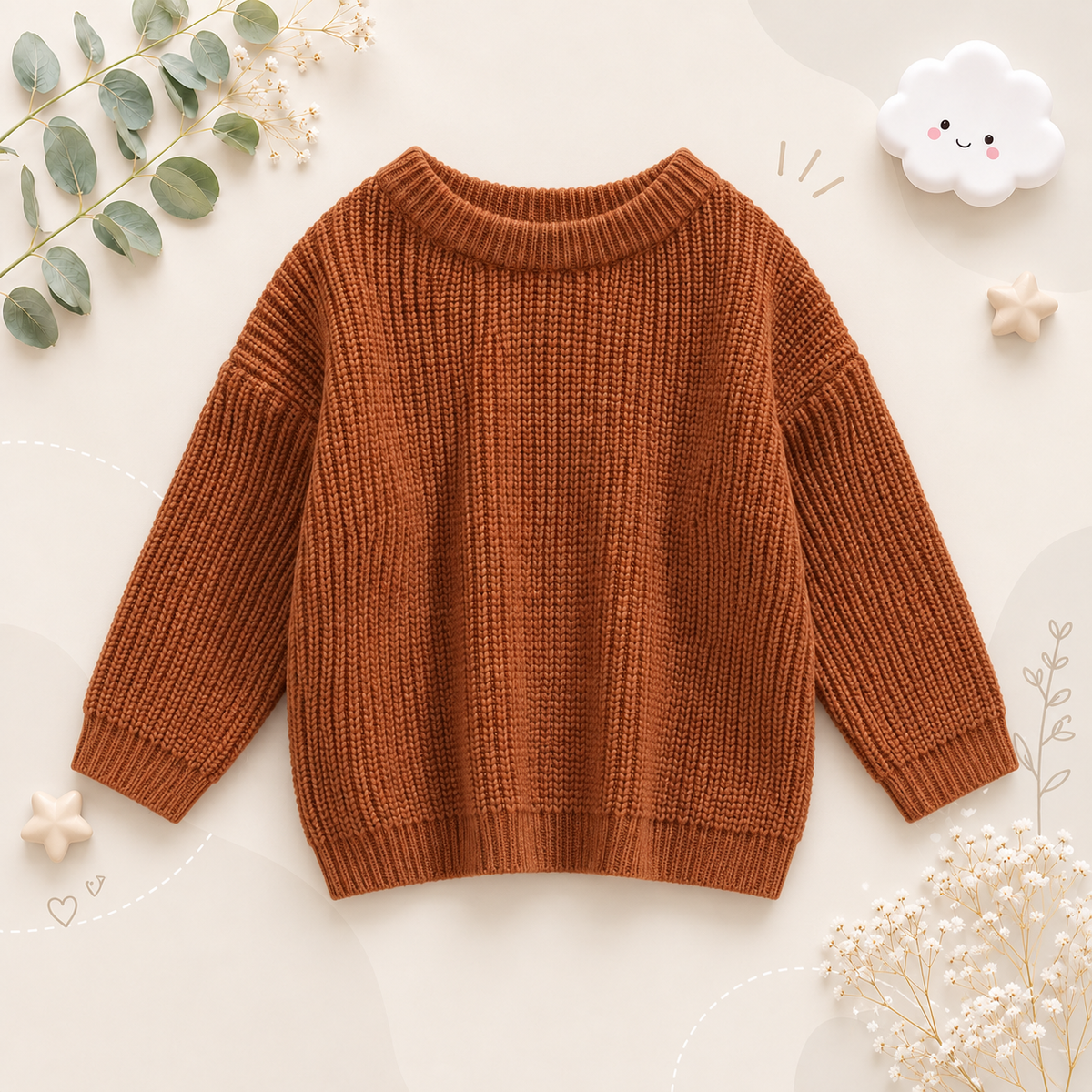 The Penny - Baby Unisex Knitted Sweater, Long Sleeve Autumn Winter Pullover
