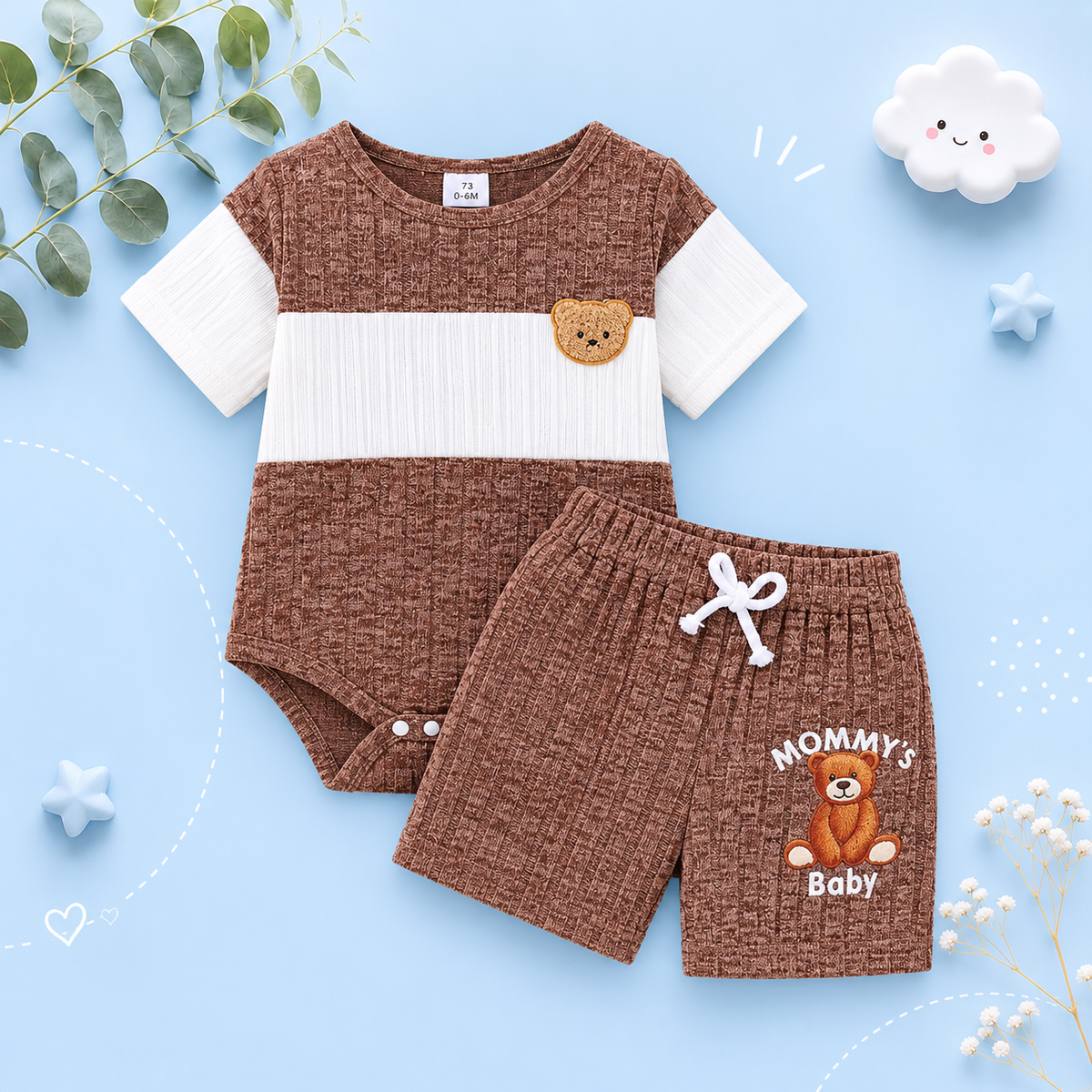 The Murphy - Baby Boy 2-Piece Bear Print Jumpsuit and Shorts Set