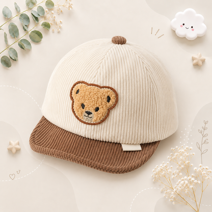 The Boden - Baby Corduroy Bear Ear Hat, Adjustable Unisex Cap