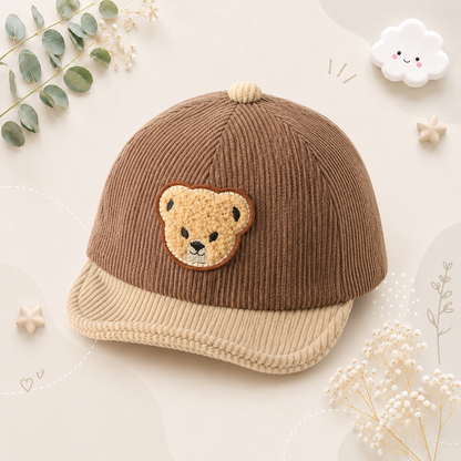 The Boden - Baby Corduroy Bear Ear Hat, Adjustable Unisex Cap