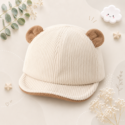 The Boden - Baby Corduroy Bear Ear Hat, Adjustable Unisex Cap
