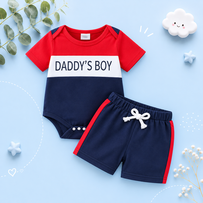 The Trace - Baby Boy Summer 2-Piece Letter Print Bodysuit and Shorts Set