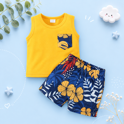 The Salvador - Baby Boy Summer 2-Piece Sleeveless Pocket T-Shirt and Shorts Set