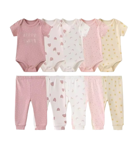 The Wyatt - Pink Berry Sweet Unisex Rompers + Pants