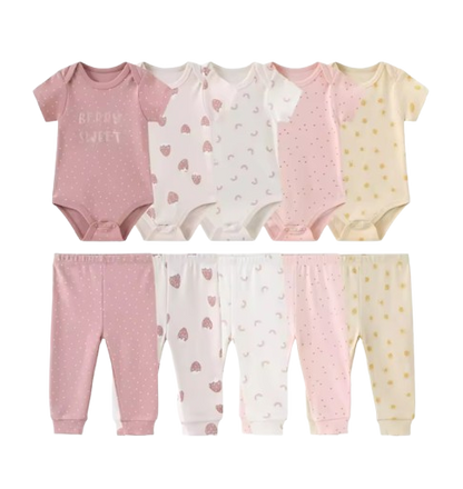 The Wyatt - Pink Berry Sweet Unisex Rompers + Pants