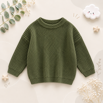 The Penny - Baby Unisex Knitted Sweater, Long Sleeve Autumn Winter Pullover