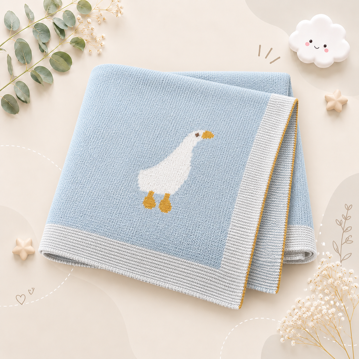 The Brayan - Newborn Baby Cotton Knitted Swaddle Blanket, 90x70cm Plaid Wrap