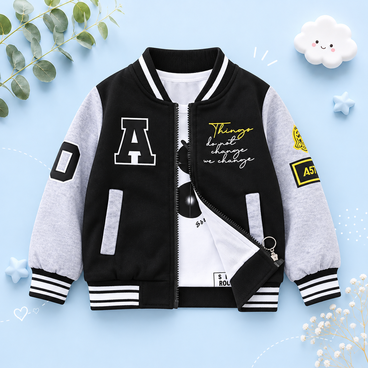 The Enoch - Baby Boy Bear Print Jacket, Lightweight Kids Windbreaker Coat