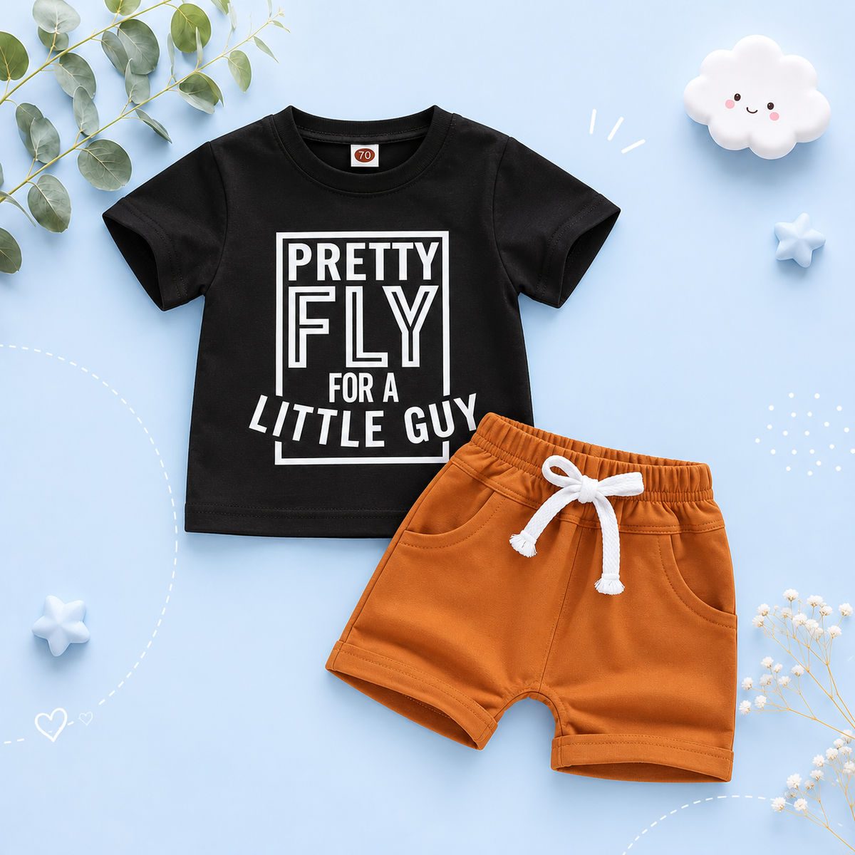 The Dustin - Toddler Boy Summer 2-Piece Letter Print T-Shirt and Shorts Set