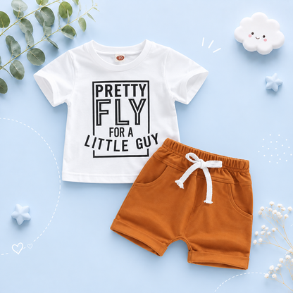 The Dustin - Toddler Boy Summer 2-Piece Letter Print T-Shirt and Shorts Set