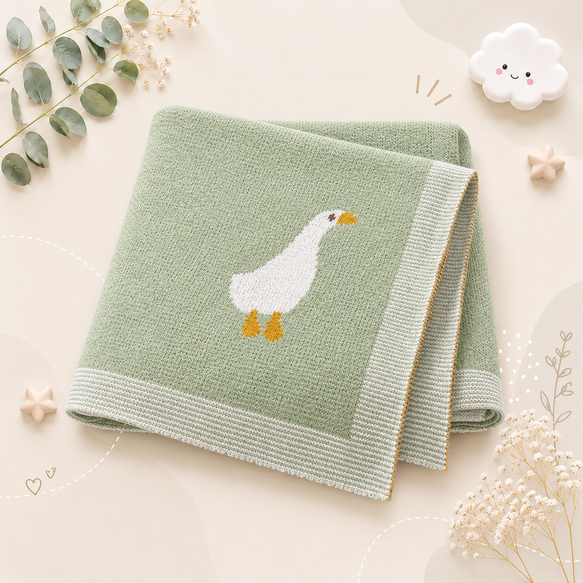 The Brayan - Newborn Baby Cotton Knitted Swaddle Blanket, 90x70cm Plaid Wrap