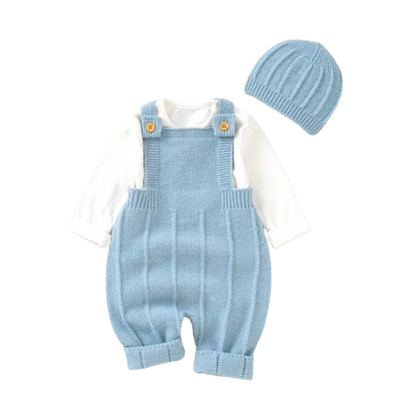 The Ridley - Baby Boy Girl Sleeveless Knitted Romper & Hat 2PC Newborn Outfit Set
