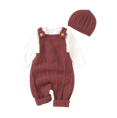 The Ridley - Baby Boy Girl Sleeveless Knitted Romper & Hat 2PC Newborn Outfit Set