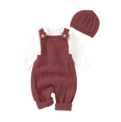 The Ridley - Baby Boy Girl Sleeveless Knitted Romper & Hat 2PC Newborn Outfit Set